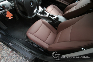 Перетяжка салона натуральной кожей. BMW E90